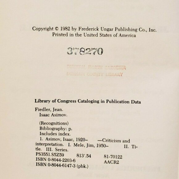 Isaac Asimov Recognitions by Fiedler & Mele 1982 biography Hardcover book - Picture 4 of 7
